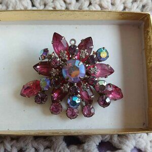 Vintage costume jewelry pink brooch (AB?)